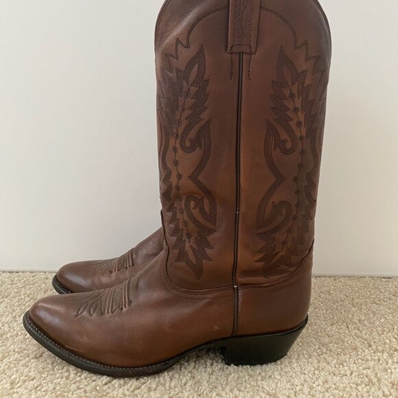 Men's NOCONA Brown Leather 8 EE Western Cowboy Dress Boot Point Toe - Picture 1 of 16
